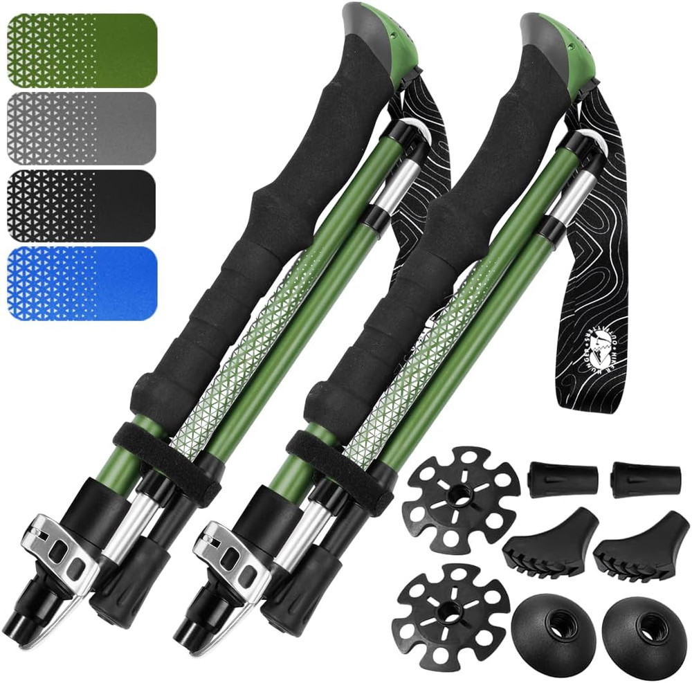 Premium Foldable Hiking Poles by USA Brand – Adjustable, Lightweight Trekking Po