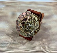 Sundial Compass Watch with Leather Strap – Brass Working Compass Travel Gift