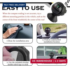 Compass for Car with Bottom Stick Car Compass Ball,Adjustible and Night Vision C