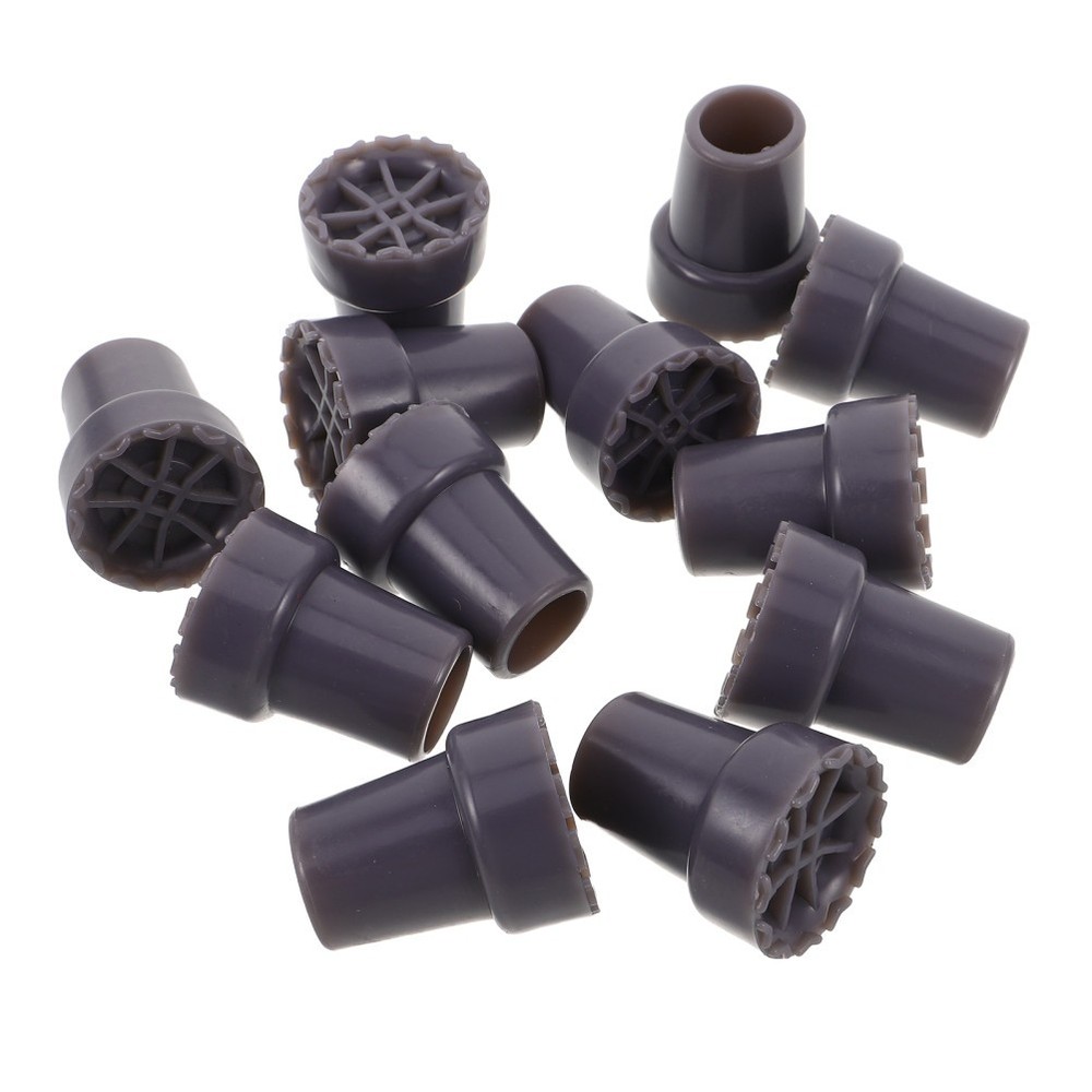 12Pcs Reusable Rubber Walking Cane Tips Anti Slip Grey Crutch Tip Replacement