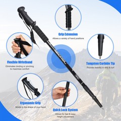 2X Trekking Poles Nordic Walking Hiking Sticks Adjustable Anti-shock Alpenstock