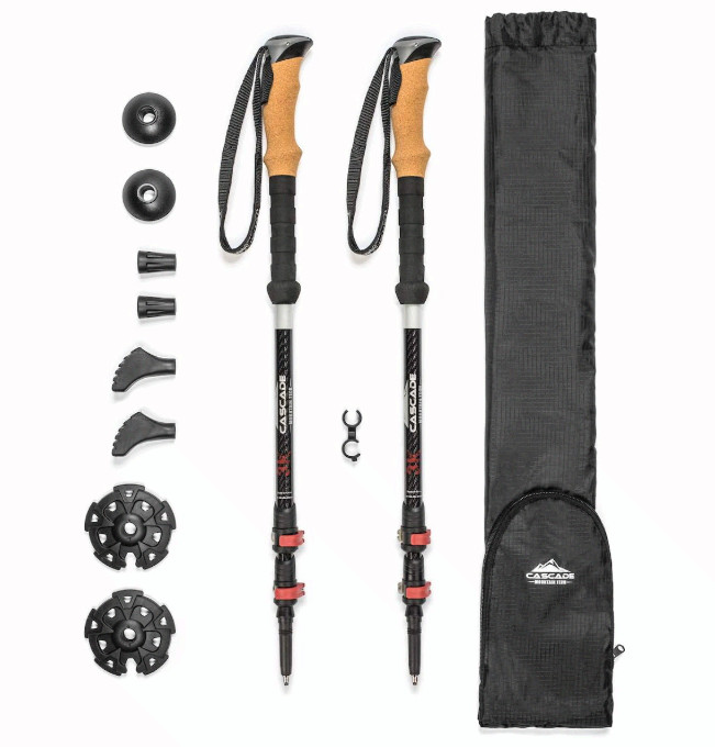 Cascade Mountain Tech Carbon Fiber Trekking Poles Adjustable Locks
