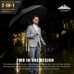Height Adjustable Walking Cane Umbrella – Heavy Duty Tungsten Steel, Ideal for H