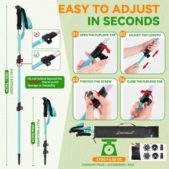 Trekking Poles for Hiking – Collapsible Lightweight Hiking Poles, 2 Pack Alum…