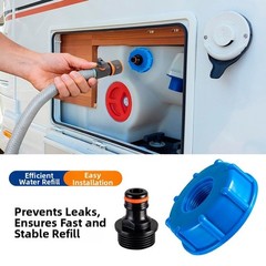 RV Water Tank Connector Quick Connect Fitting Blue Cap for Smooth Fill