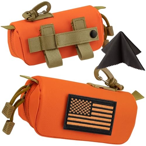 bvya Tactical Molle Sunglasses Case Anti-Shock Semi-hard Clamshell Extra Orange
