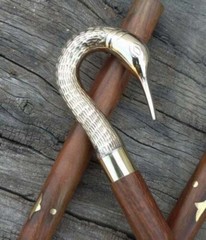 Antique swan brass head handle vintage victorian wooden walking stick