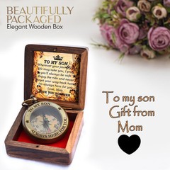 Gift for Son from Mom Dad | Engraved Compass 2″ – Father to Son Gifts, Mom to…