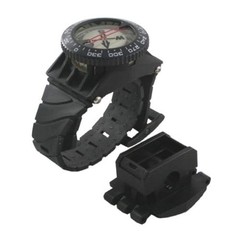 Deluxe Diving Wrist Compass with Hose Mount, Glowing Dial, 80m Depth Rating, Adj