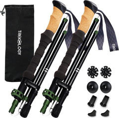 Trek-Z Cork Grip Trekking Poles – Lightweight Folding Hiking Poles, Adjustable H