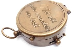 SIFAAT WORLD ”Not All Who Wander are Lost Engraved Antique Brass Pocket Compass