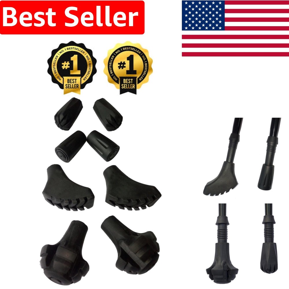 8-Piece Rubber Tips Set for Trekking Poles – Ultimate Protection & Traction