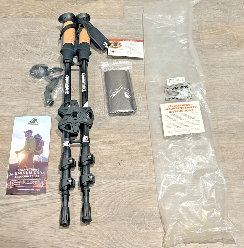 (QTY 1 PAIR) TrailBuddy Trekking Poles -Lightweight 7075 Aluminum with Cork Grip