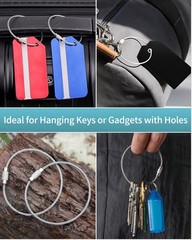 Pawfly 5 Inch Wire Keychain Cable Large Stainless Steel Key 100 Pack, Silver