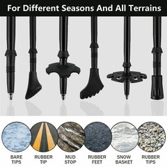 2PCS Trekking Hiking Poles Walking Sticks Adjustable Aluminum Alpenstock w/ Tips