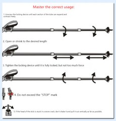 Trekking Stick Walking Hiking Poles Adjustable Folding Anti-Shock Sticks