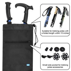 Lightweight Collapsible Hiking Pole Carrying Bag with Zipper Pocket & Strap – Po