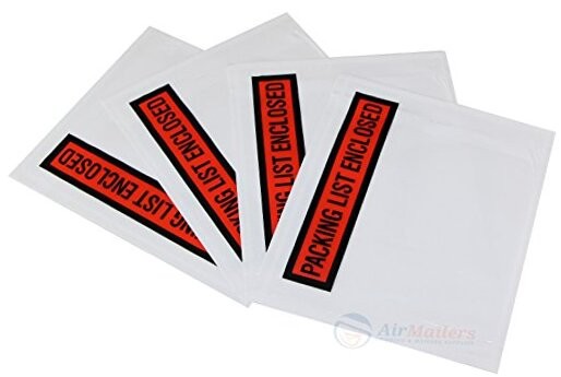1000 Pieces 4.5×5.5″ Clear with”Packing List Enclosed” Printing Pouch Envelope