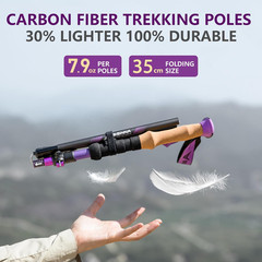 Carbon Fiber Trekking Poles Collapsible Hiking Poles Lightweight Walking Sticks