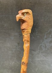 Hand Carved Eagle Head Twisted Wood Solid Walking Stick ( 57” Tall )