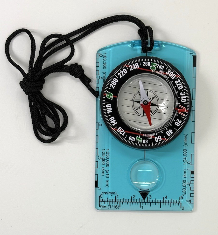 Deluxe Map Compass with Raised Base Plate and Swivel Bezel for Hiking, Camping,