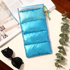 2 Pack GlassesBag Phone Case with Carabiner, Soft Protective Phone Blue +Silver