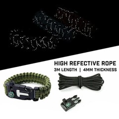 5 in 1 Survival Wristband Paracord Compass Whistle Fire Starter Scraper Tool Set