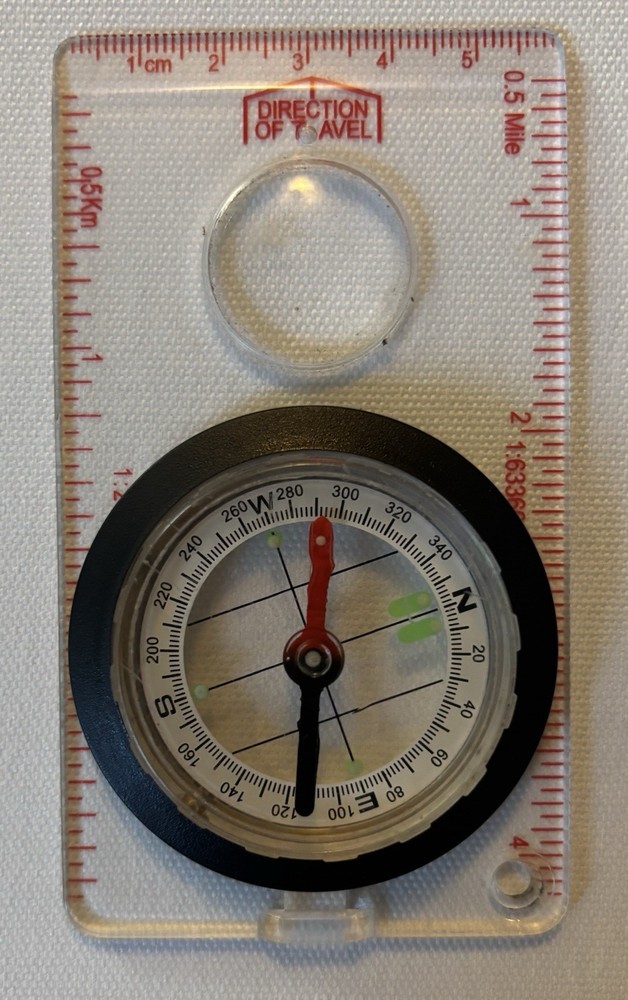 VINTAGE Direction Of Travel Baseplate Compass Hiking Navigation No strap