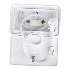 RV Exterior Shower Box Kit with Lock for Outside, Outdoor Non-Metallic RV white