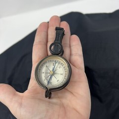 Vintage German Military Glass And Metal Compass Mirror Magnifying Germany