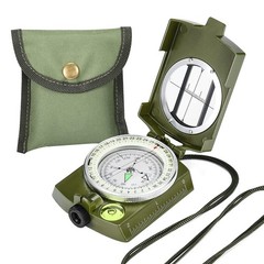 Military Lensatic Sighting Compass Survival with Carrying Bag, Green