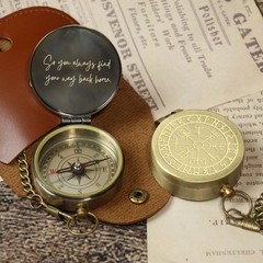 Retro PU Leather Compass Bag Portable Waist Pouch Outdoor Camping Watch Case