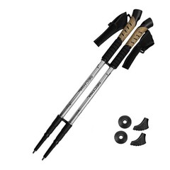 Pair 2 Trekking Walking Hiking Sticks Poles Adjustable 3 Section Anti-shock