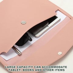 PU Leather A4 File Folder, Document Holder Filing Organizer Portfolio Pink