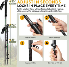 100% Carbon Fiber Trekking Poles by USA Brand – Ultra Strong Lightweight Collaps