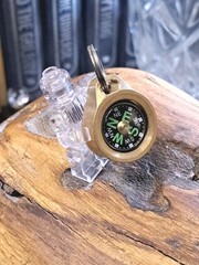 Mini EDC Minimalist Brass Keychain Compass w/Titanium Keyring