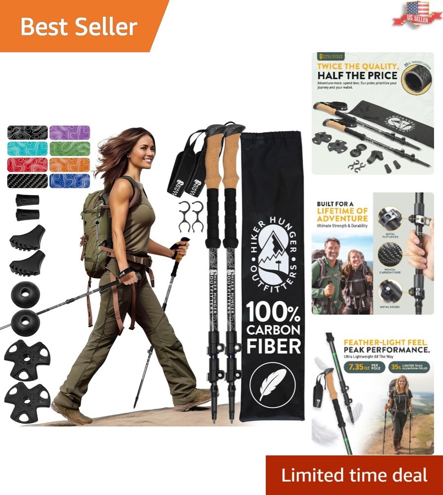 Moisture-wicking Cork Grip Trekking Poles – Adjustable Length for All Hikers
