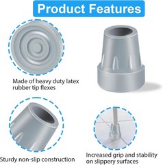 Crutch Tips, 2 Pack 7/8 Inch Heavy Duty Replacement Cane Tips Rubber Crutch Tips