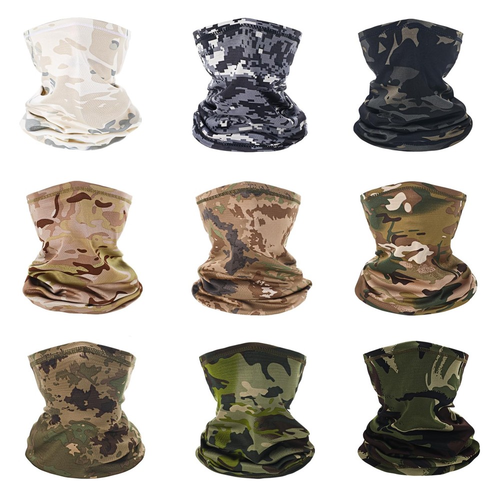 9 Pack Neck Gaiter Sun Protection Face Masks Breathable One Size, Camouflage
