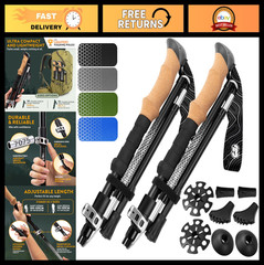 Adjustable Lightweight Foldable Hiking Trekking Poles – Aircraft Aluminum, Cork