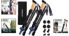 Ergonomic Trek-Z Cork Grip Hiking Poles – Compact Design, 110-130 cm Adjustable