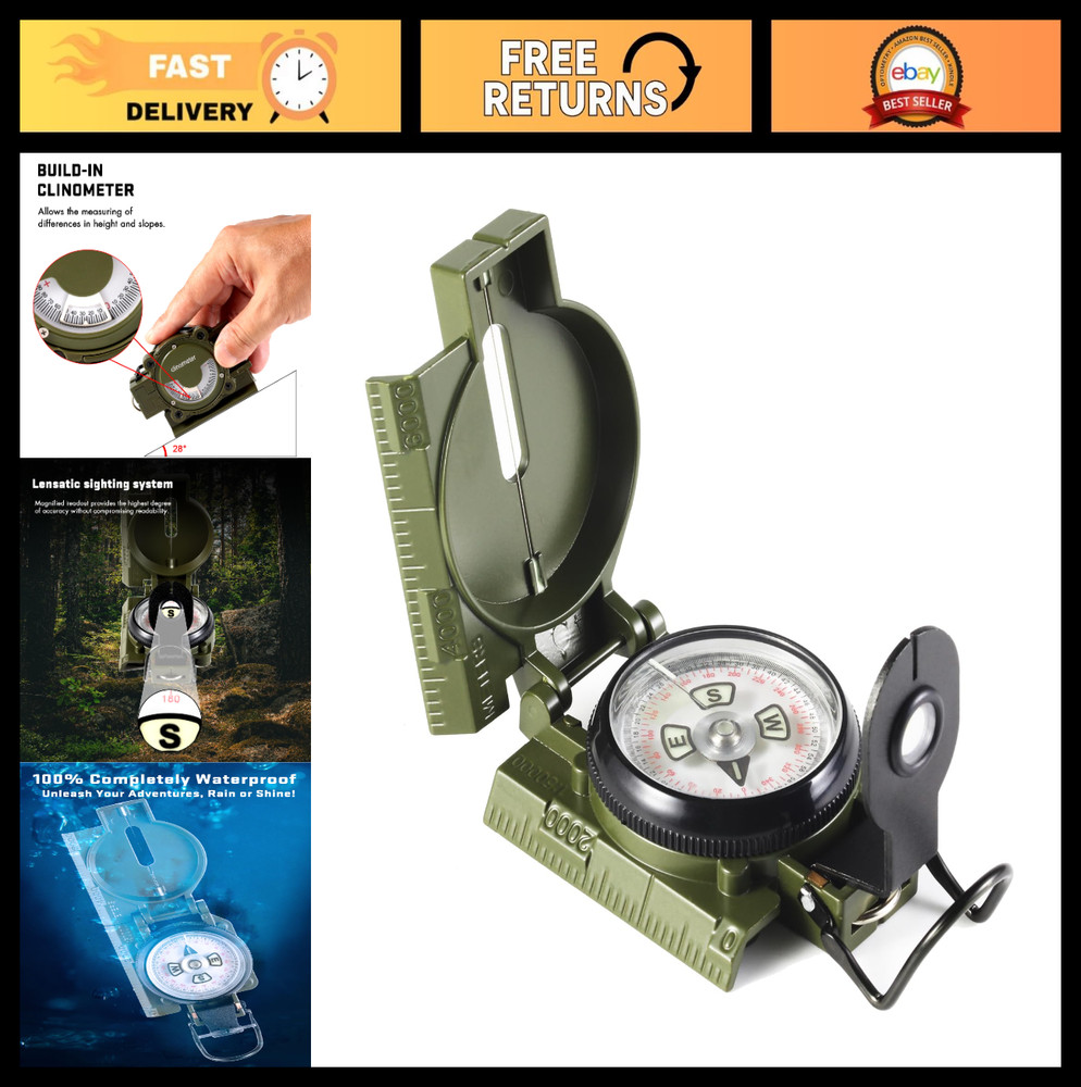 Multifunctional Waterproof Military Compass with Inclinometer | Impact Resistant