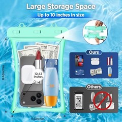 Floatable Waterproof Phone Pouch 2 Pack Up Up to 10.0″-Floatable Black+Green