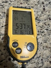 Brookstone Digital Compass With Backlight Temperature Alarm Clock Yellow