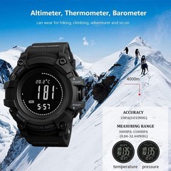 AOSLSI Watch Compass, Altimeter Barometer Thermometer Temperature, Black-A