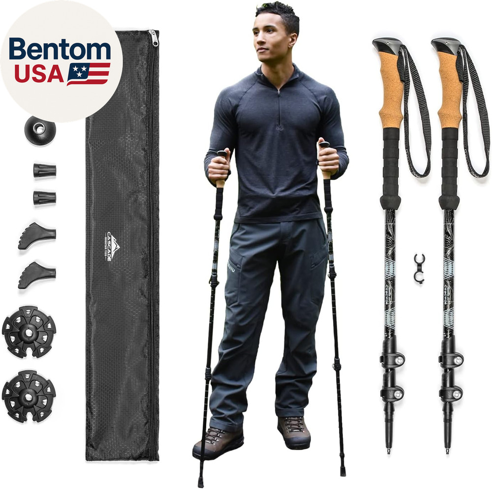 Lightweight Aircraft-Grade Aluminum Trekking Poles with Extended down Grip plus