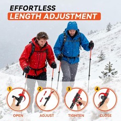 Lightweight Aluminum Trekking Poles for Hiking – 2 Pack Adjustable Collapsible