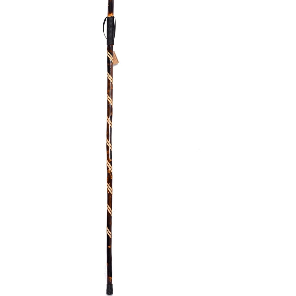 Handcrafted Nature Wood Hiking Stick 55 Inches Long – with Hand Strap and Rub…