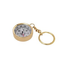 Vintage Brass Compass Keychain, Gold Finish, 11 cm, Travel & Hiking Accessory