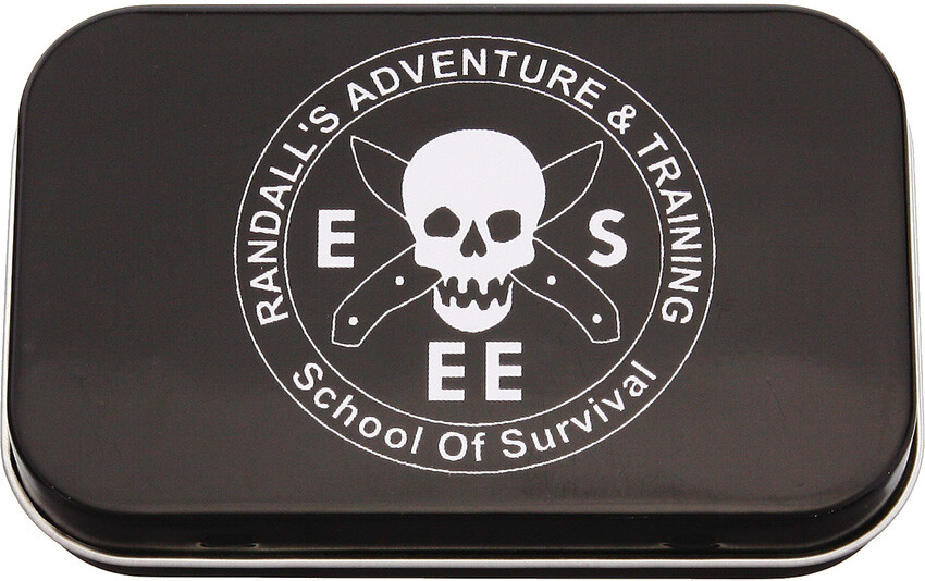 ESEE Logo School of Survival Black Adventure Pocket Survival Kit Empty Tin 2284